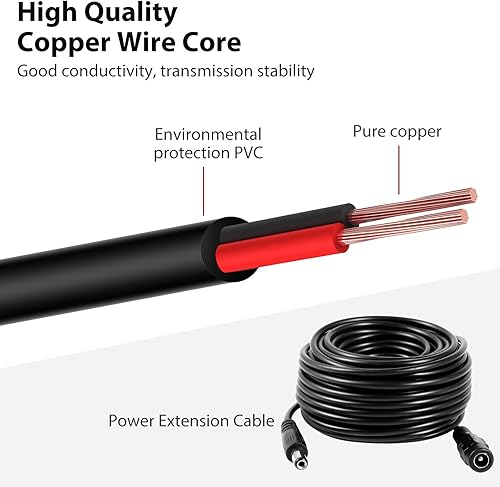 Miniatura 6 de Dc 12v CCTV Cable de extensión de alimentación 0.083x0.217 in para cámara de seguridad CCTV WIFI cámara de vigilancia IP NVR Dvr tira LED enrutador