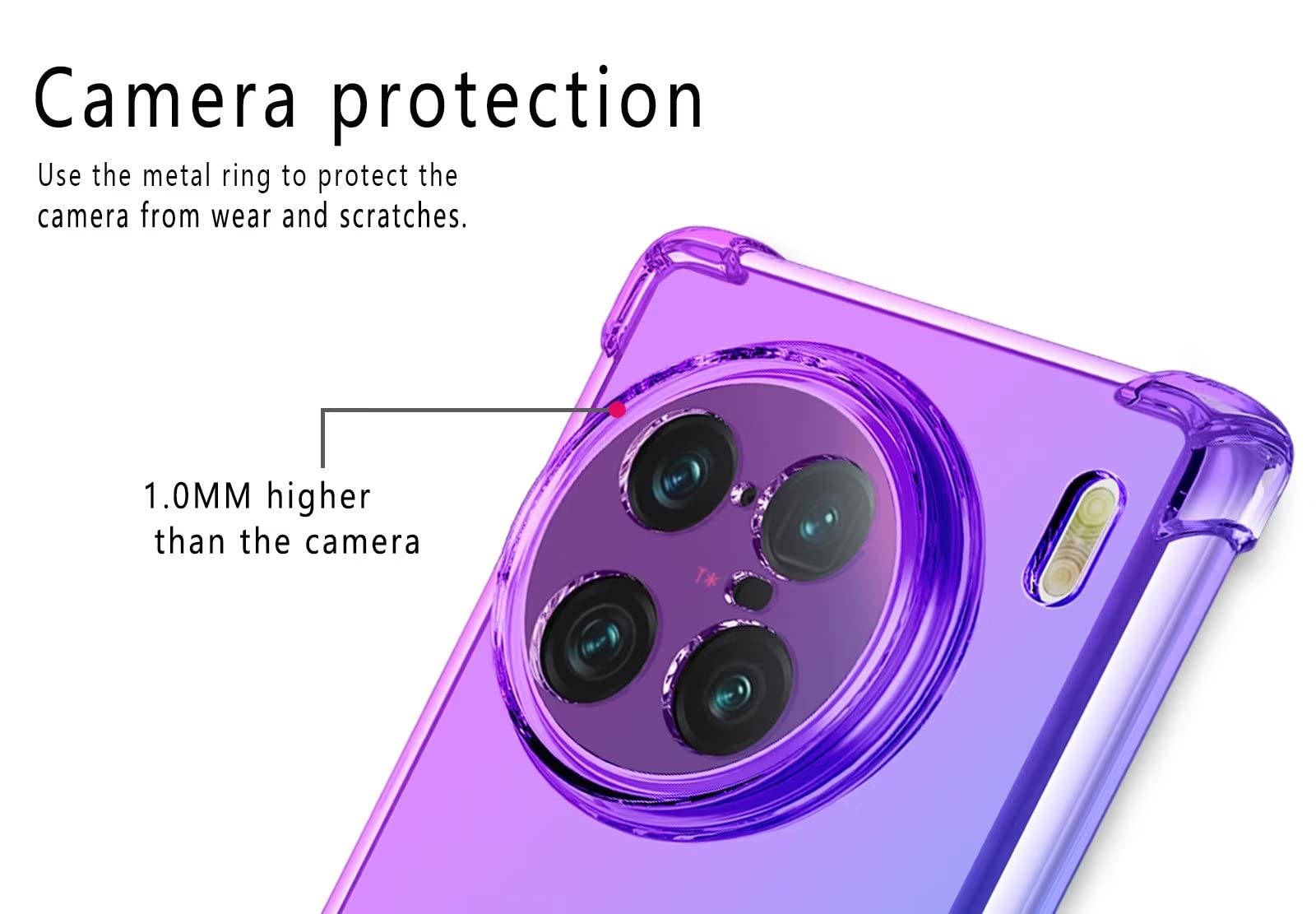 HONLEN Custodia per vivo Y70 / vivo V20 SE Case, (6.44 Inches) Trasparente Sfumato TPU Silicone Progettata, 4 Angoli rinforzati Case