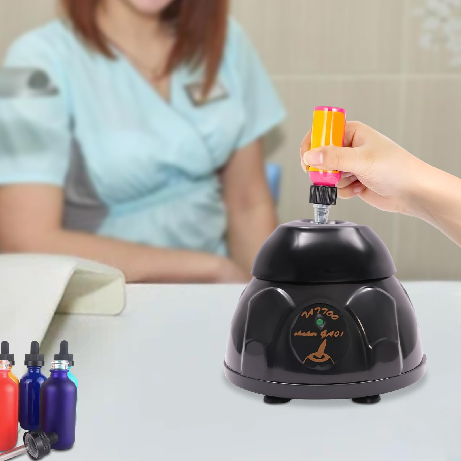 Vortex Mixer,Paint Shaker für Nagelstudios,Leistungsstarker Shaker mit 5200 U/min, Mehrzweck Mini Vortex Mischer, Elektrischer Pigmenttintenmischer (Schwarz)