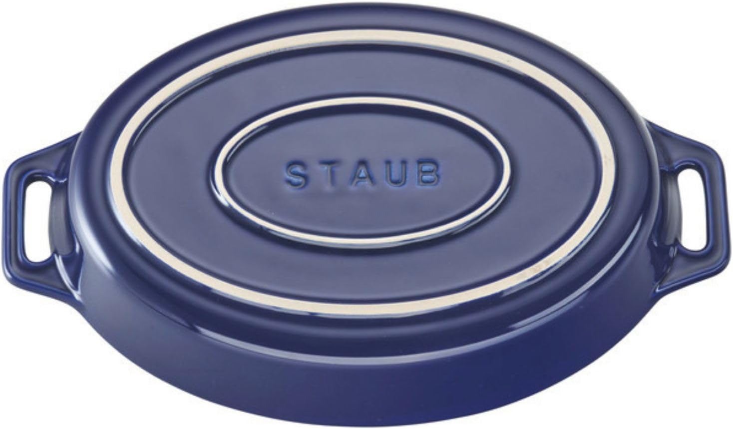 Staub Oval Dish Grand Blue, 9.1 inches (23 cm) Ceramic Au Gratin Dish, Oven Safe