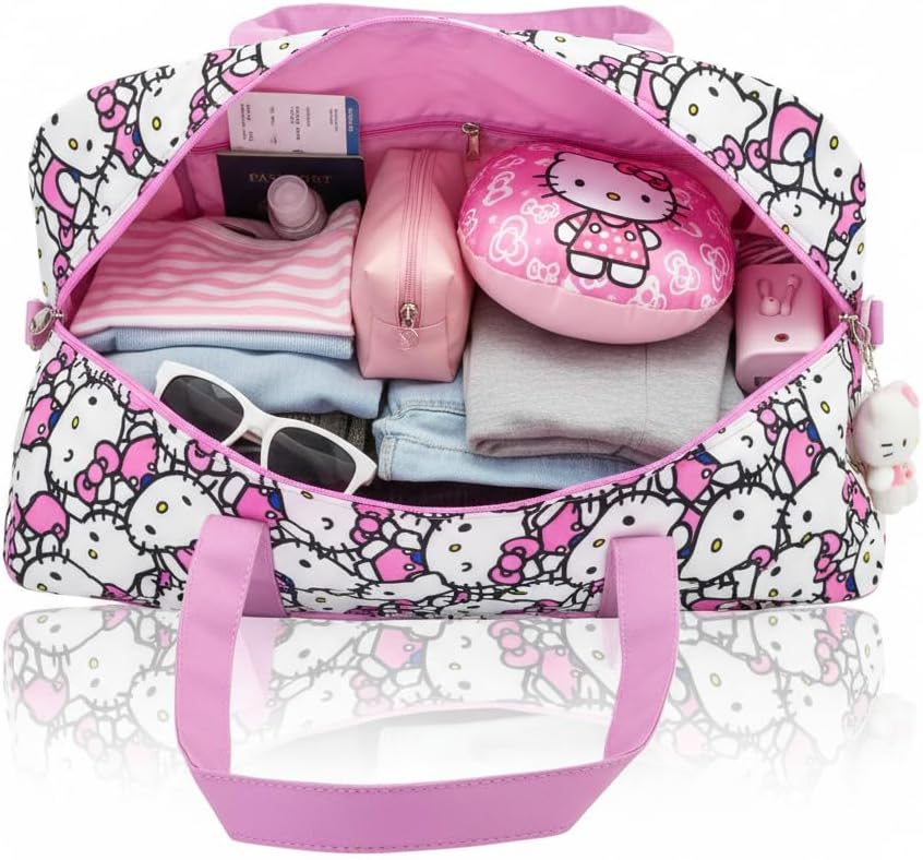Sanrio Hello Kitty Overnighter 20" Duffle Bag for Kids | Lightweight Travel Weekender Duffel for Girls and Women | Ages 3+ - Image 7
