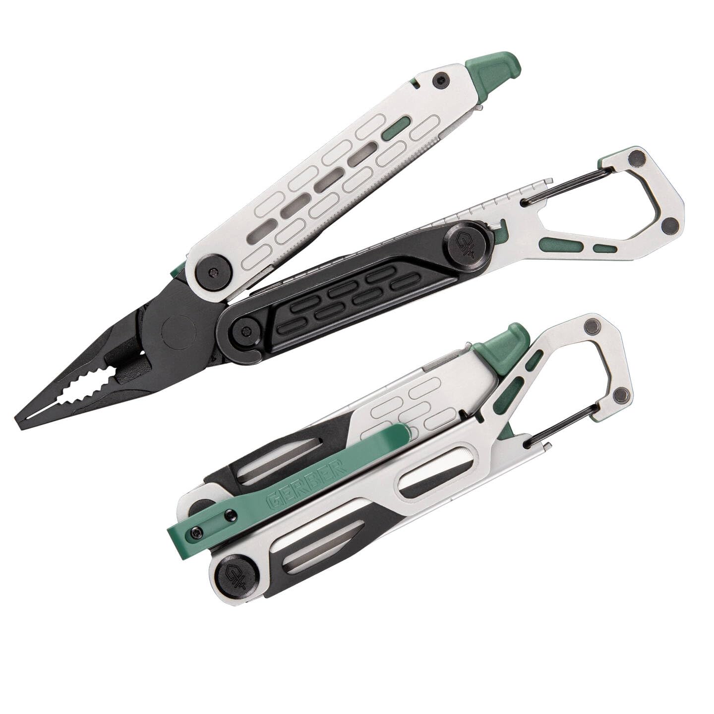 Gerber Multi-Tool mit 10 Funktionen, Stakeout Spark | Camping-Tool mit Frame-Lock Verriegelung, Zange, Feuerstarter, Karabiner u.v.m., Baltic Haze, 1070268
