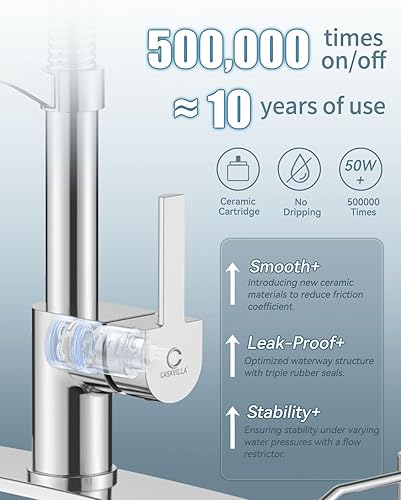 Miniatura 4 de Grifo de cocina LED con dispensador de jabón, grifo de cocina cromado, grifo para fregadero de cocina, grifo de acero inoxidable de una sola manija