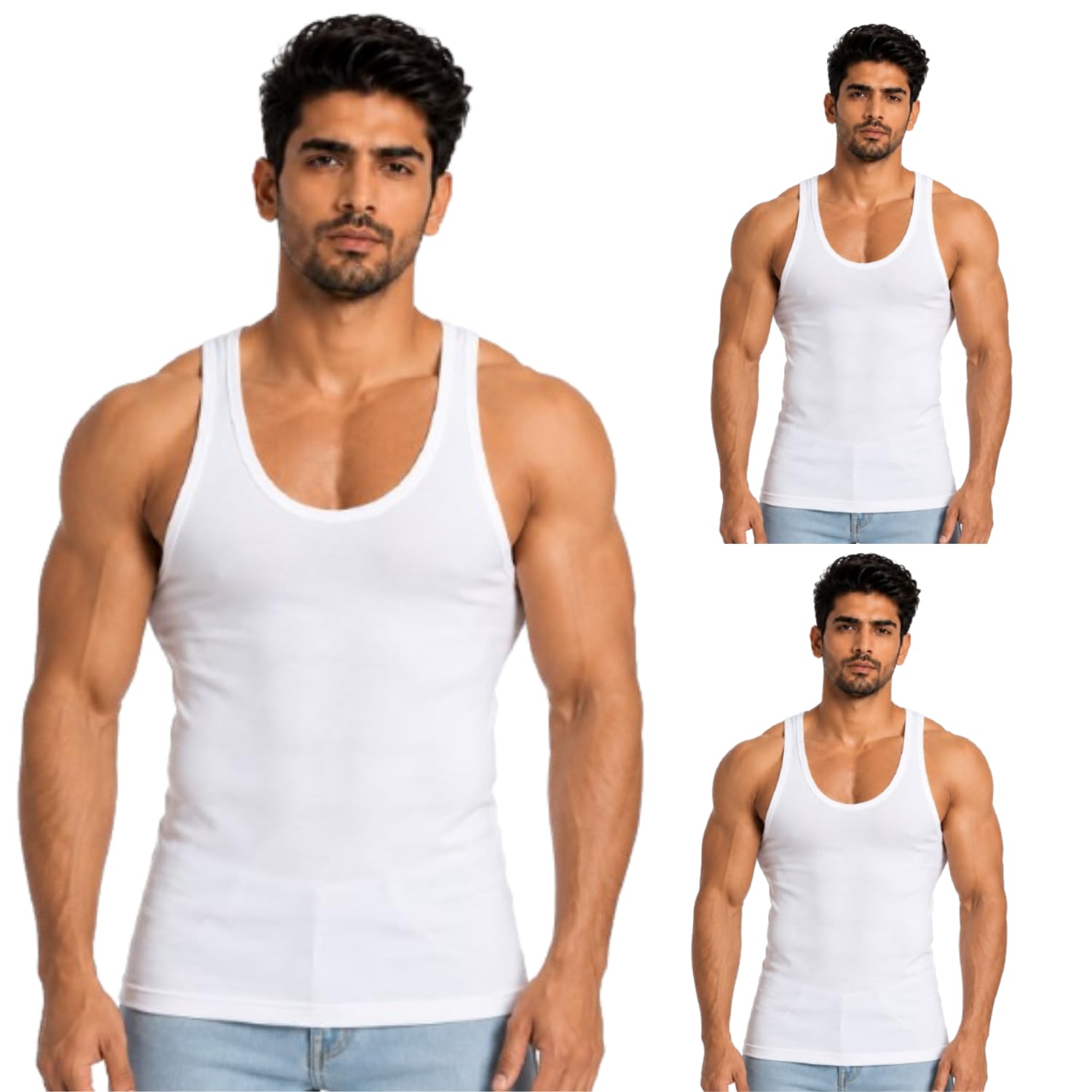 rugan Men's Cotton Sleeveless Baniyan Pack of 3 | Soft Round Neck Vest | Innerwear-picture-45