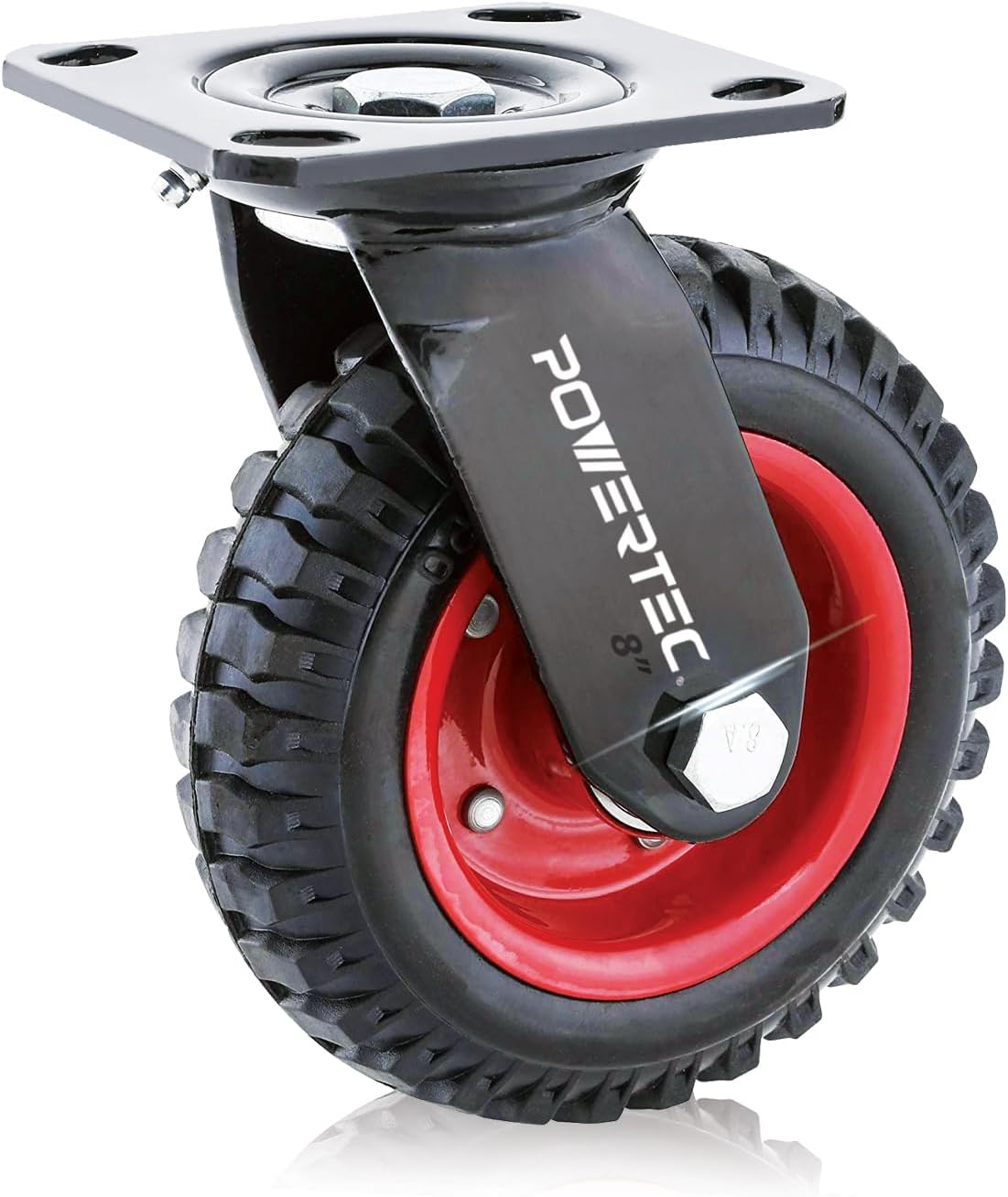 POWERTEC 17051V Heavy Duty Industrial Caster, 8-Inch, 1 PK, Swivel, 1pk, 8 inch