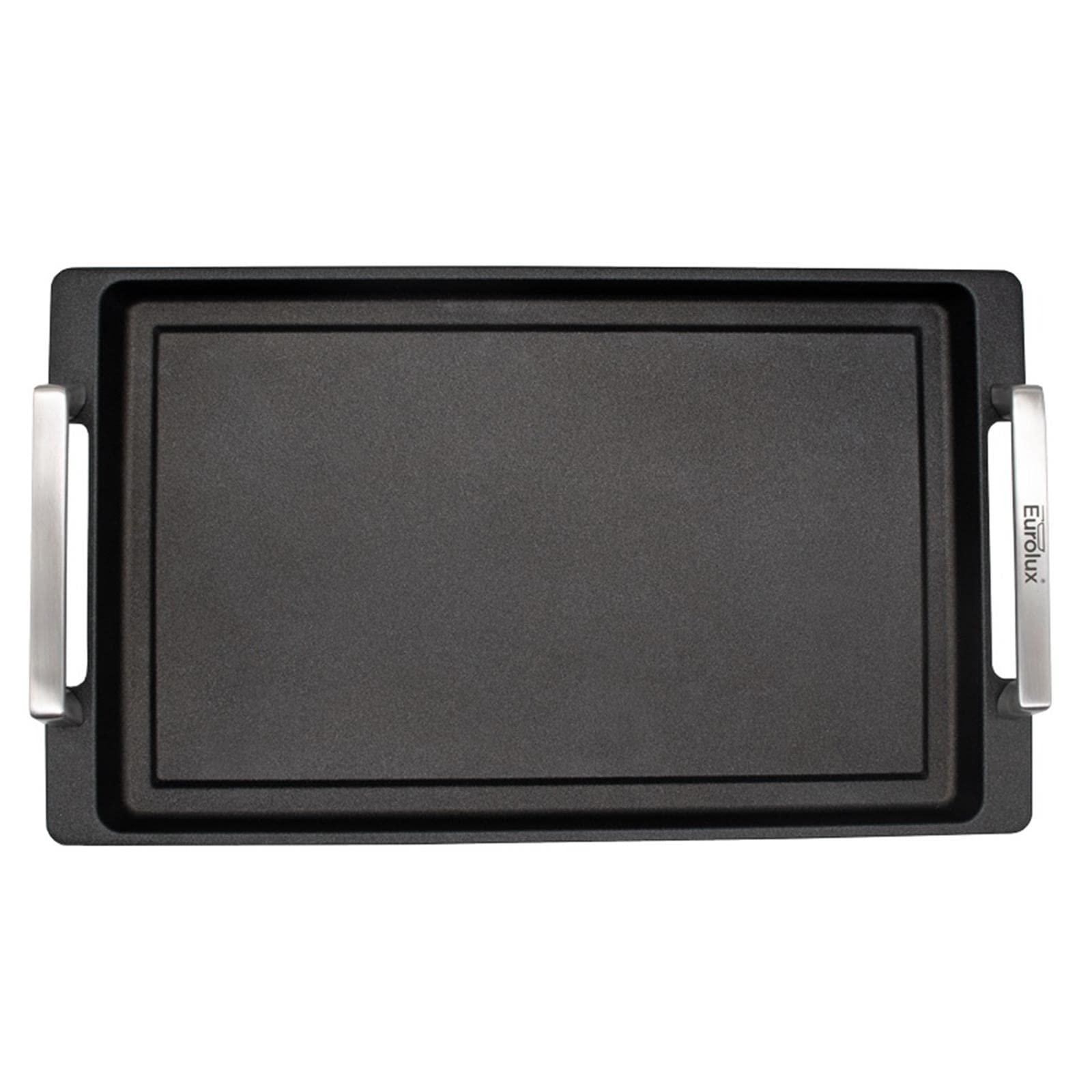 Eurolux Teppanyaki Grillplatte 41 x 24 cm beschichtet Edelstahl-Seitengriffe Induktion Grill Antihaft Made in Germany