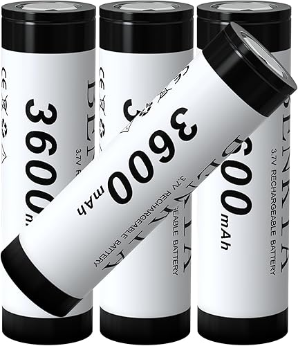 Vista 7 de Batería recargable 18650 3600 mAh gran capacidad 3.7 voltios baterías Li-ion botón superior 4 Pack para linterna faro Botón superior,Flat Top,Parte