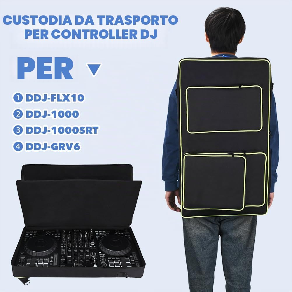 Meijunter Controller DJ Custodia Compatibile con Pioneer DJ DDJ-FLX10/DDJ-1000/DDJ-1000SRT/AlphaTheta DDJ-GRV6 Borsa di Stoccaggio per Controller DJ Portatile con Tracolla