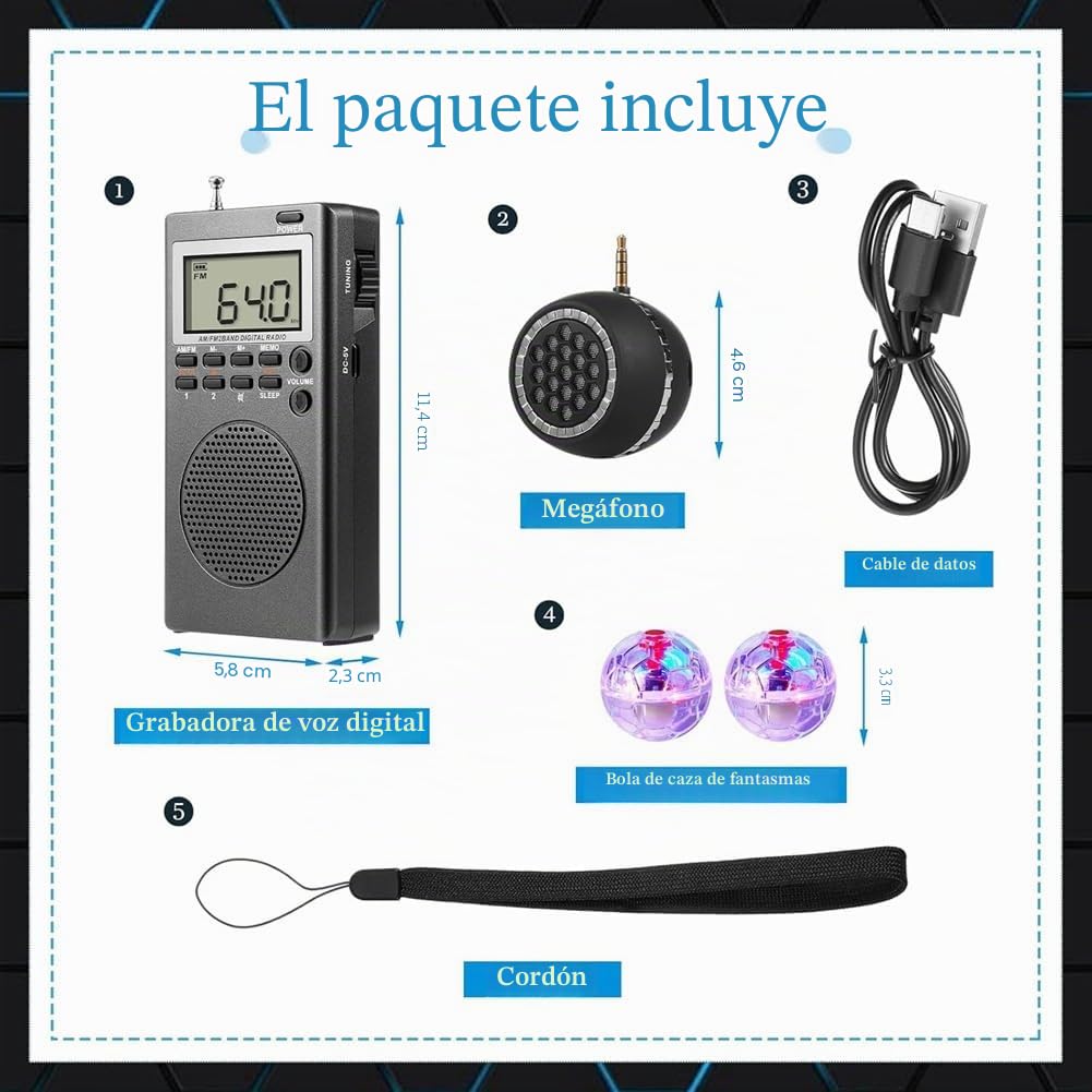 Kit De Equipo Espíritu Caja con 2 Bolas LED para , 1 Altavoz Espíritu Box. Kit De Equipo Paranormal para, Oficina, Exterior.