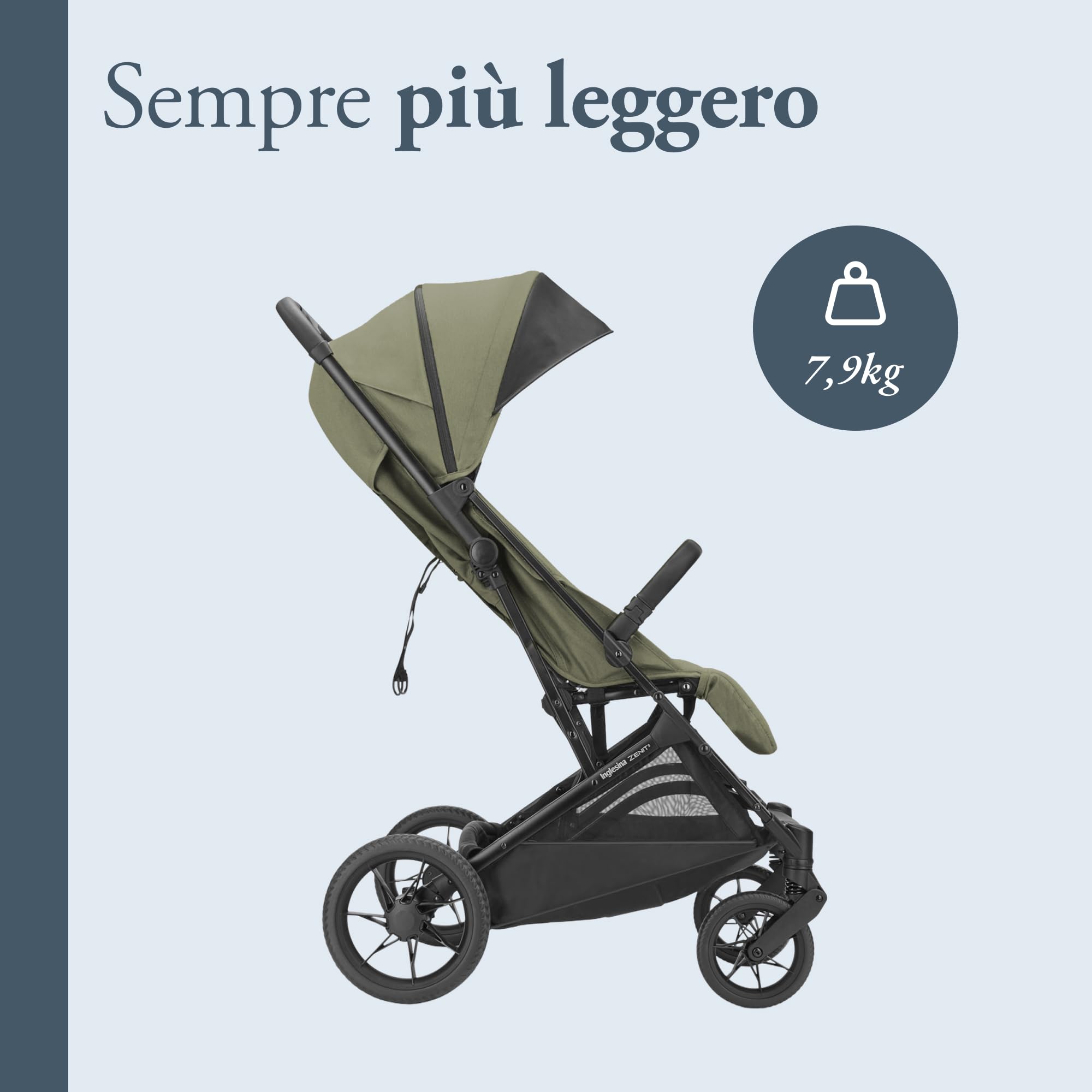 Inglesina Zenit 2 Passeggino, Sequoia Green, Compatto e Leggero, Adatto fino a 22 kg, Schienale Reclinabile, Ruote con Sospensioni, Seduta Ampia, Esclusiva Amazon
