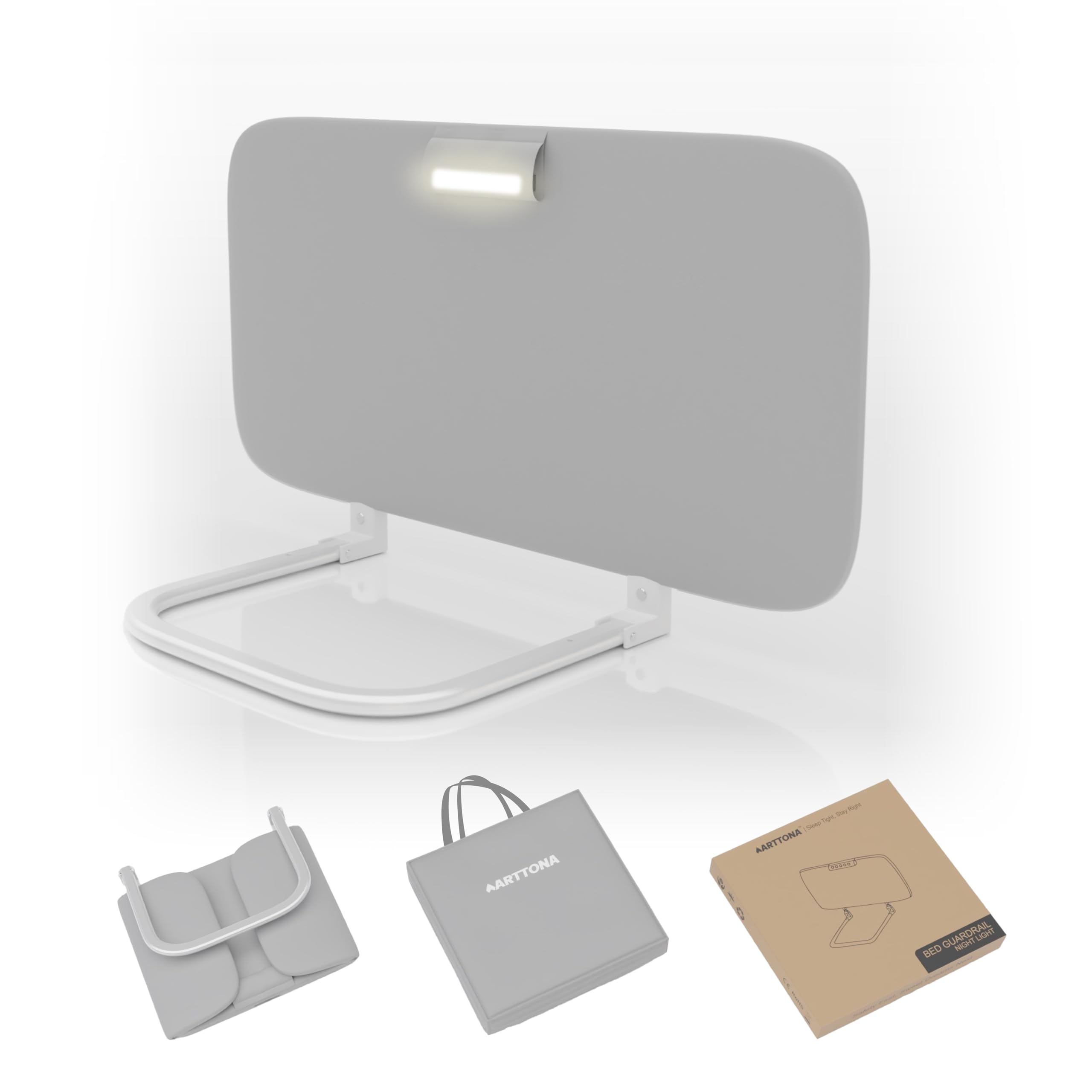 Toddler Bed Rail with Night Light - Foldable Bed Side Rails - Fits for Most Beds: Bed Rails for Full Size Bed, Queen Size Bed Rails, Twin Bed Rails - Portable Bed Fence for Baby - 32inch