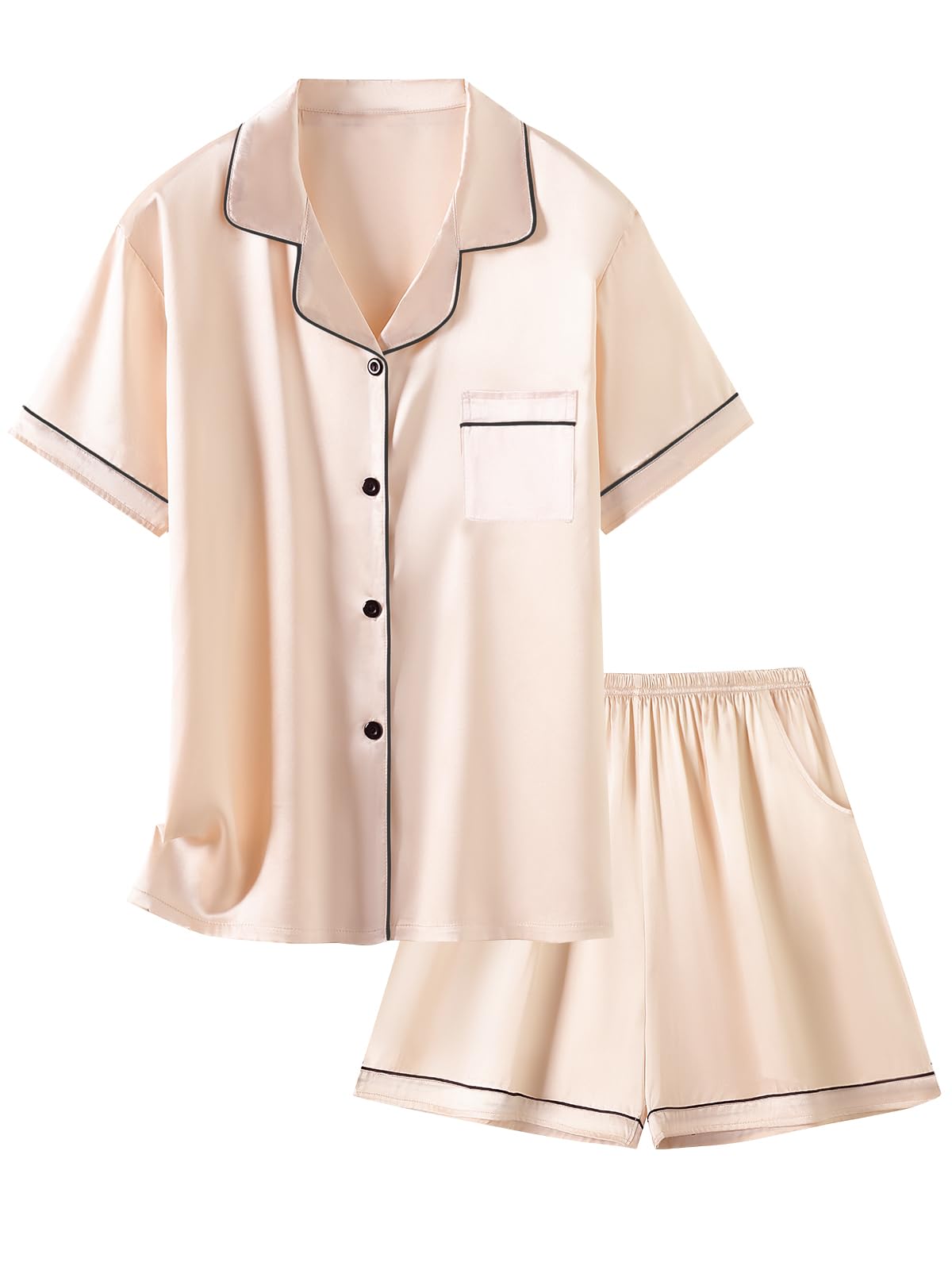 Girls &amp; Womens Satin Pajamas Set, Silk Button-Down Sleepwear 2 Piece Nightwear, 3 Years - Women XXL
