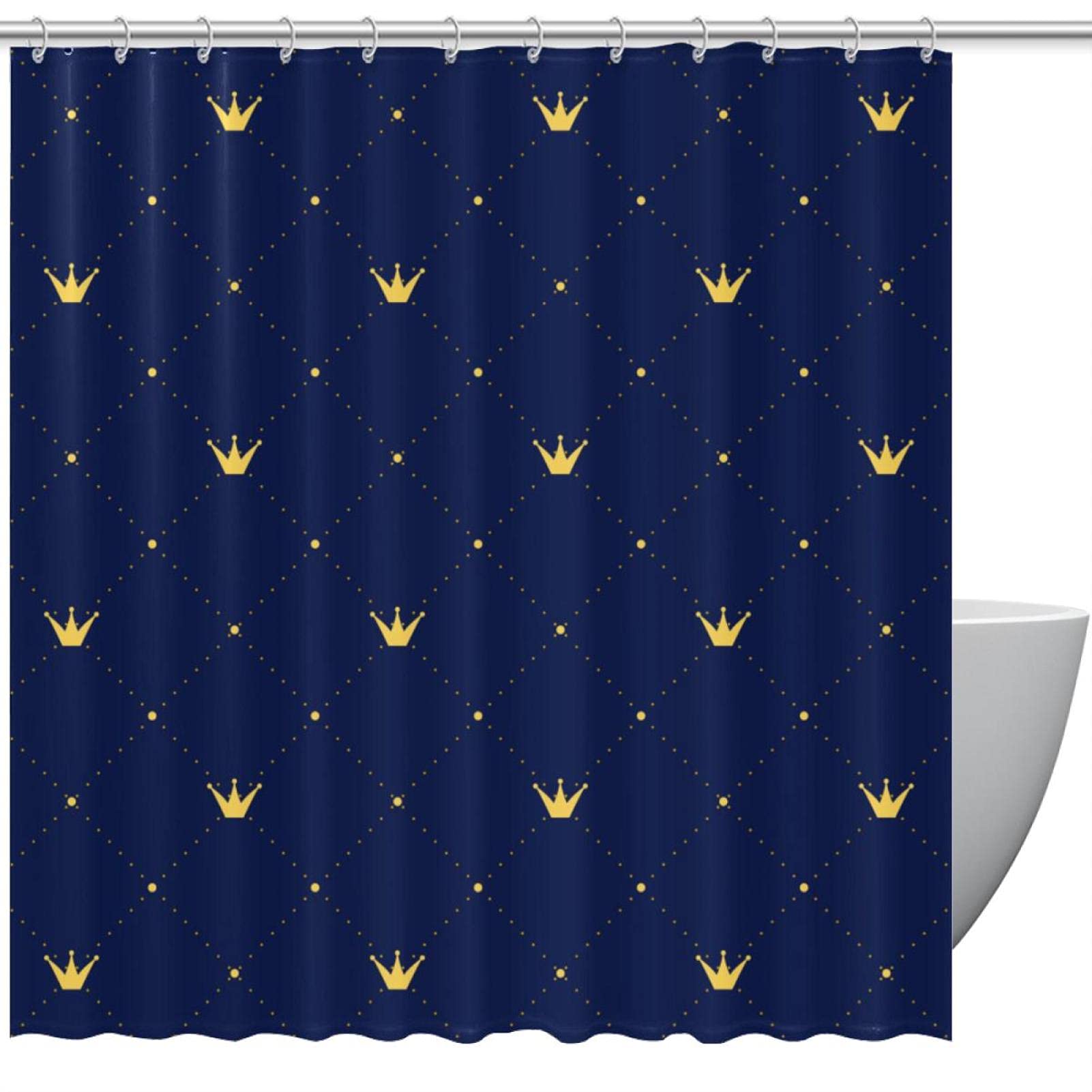 Rideau de douche bleu marine style princesse pour sublimer la salle de bain familiale