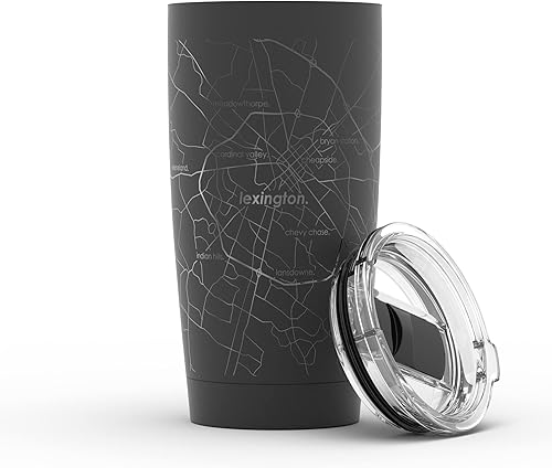 Vista 315 de Well Told Vaso de café aislado con diseño de mapa de Nueva York grabado, taza de acero inoxidable grabada (20 onzas, negro) con aislamiento de mapa