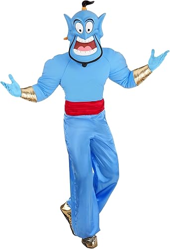 Disfraz de genio de Aladdino de Disney para adultos, cosplay de genio azul con máscara de personaje