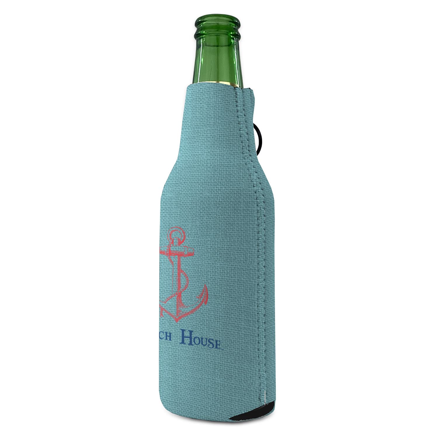 Personalized Chic Beach House Zipper Bottle Cooler