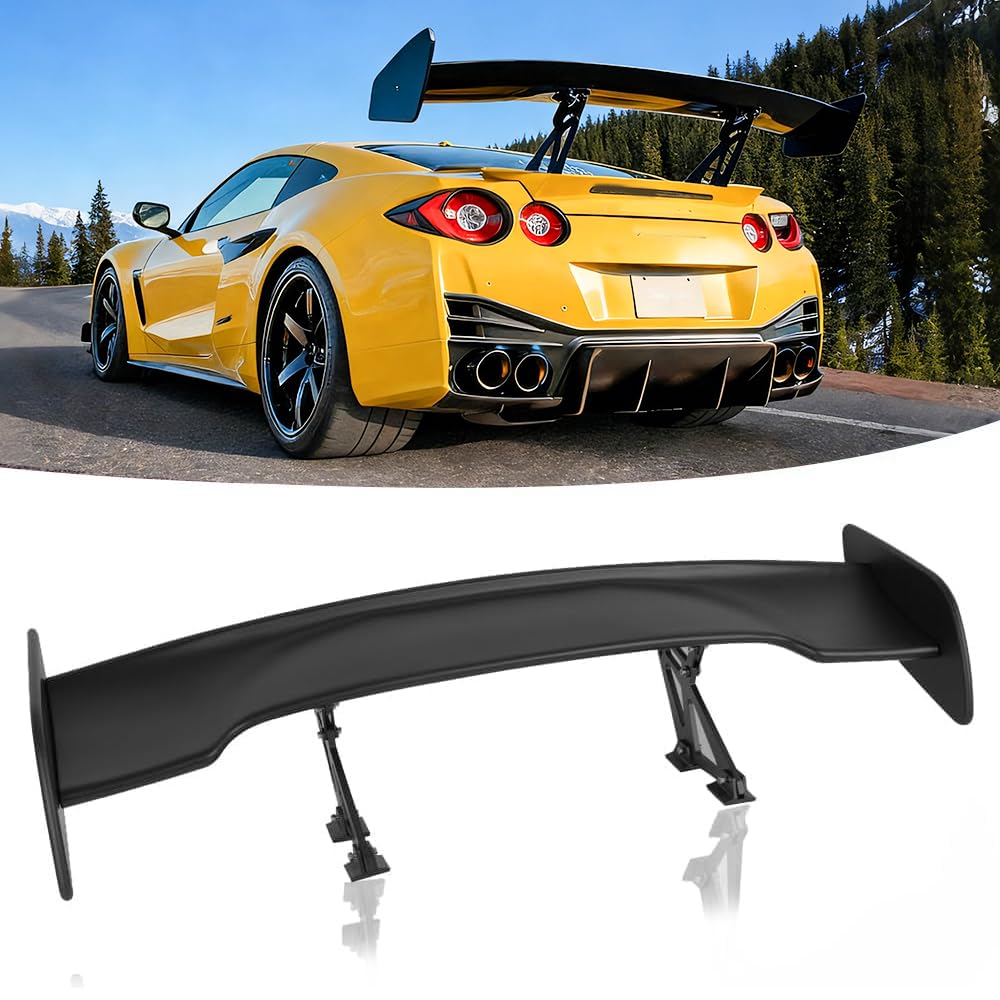 GT Universal Spoiler, Glossy Black 47Inch Adjustable Rear Trunk Wing, Lightweight ABS Car Spoiler GT Style