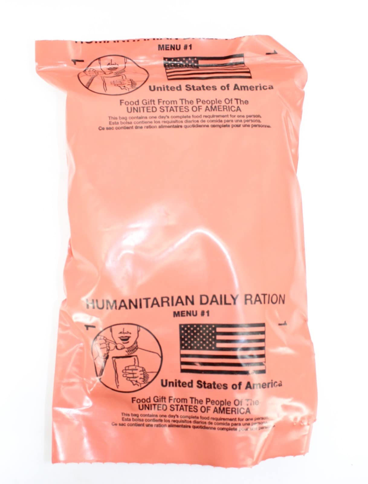 1 Meal HUMANITARIAN DAILY RATION MRE - RANDOM MENU - Inspection date of 10/2022 or Newer