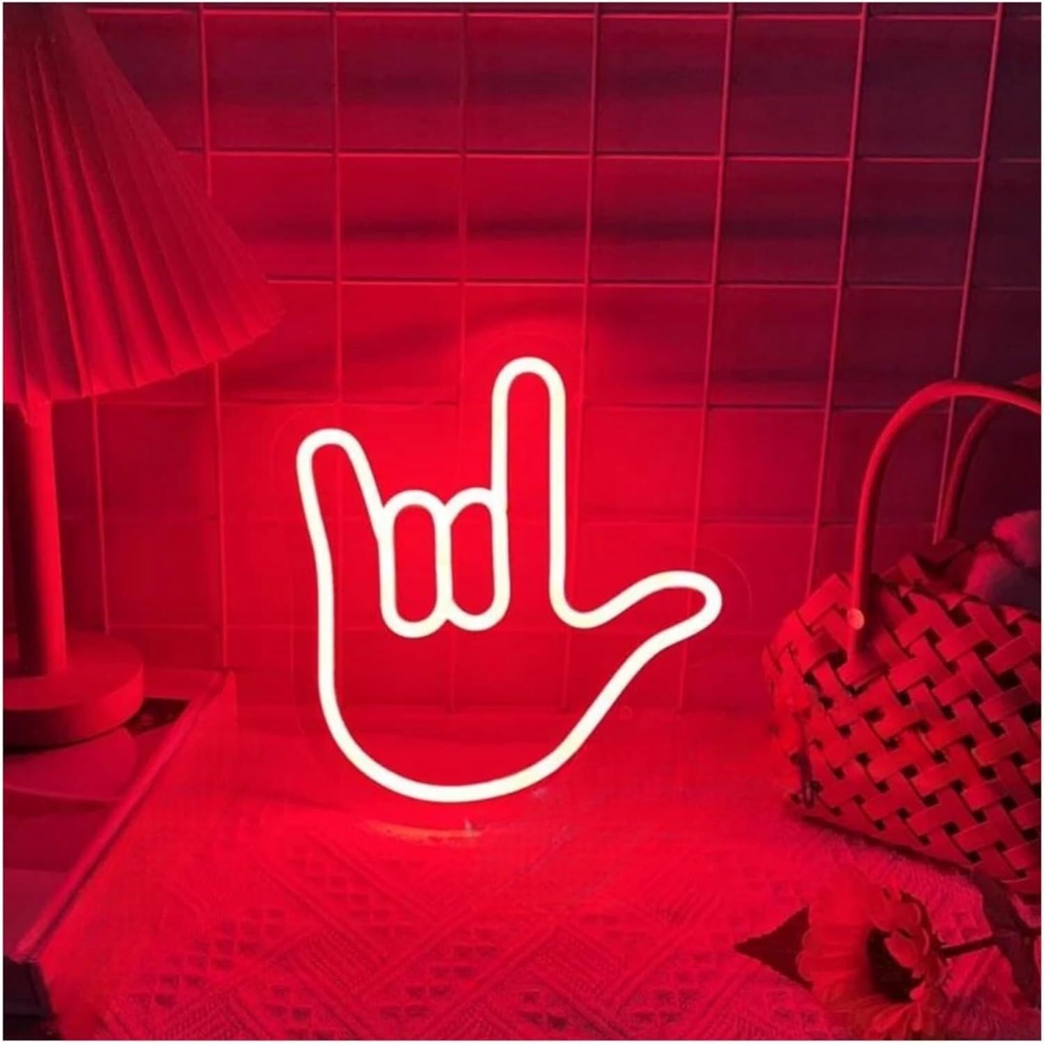 Insegna al per eon con gesti, luci per neon alimentate a mano insegna per scritta "Love", decorazione da parete(40cmx40cm)