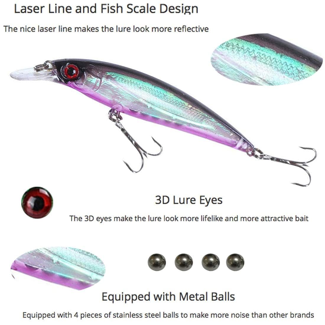 Minnow Hard Lures, 11 cm -Combo Pack of 5 1