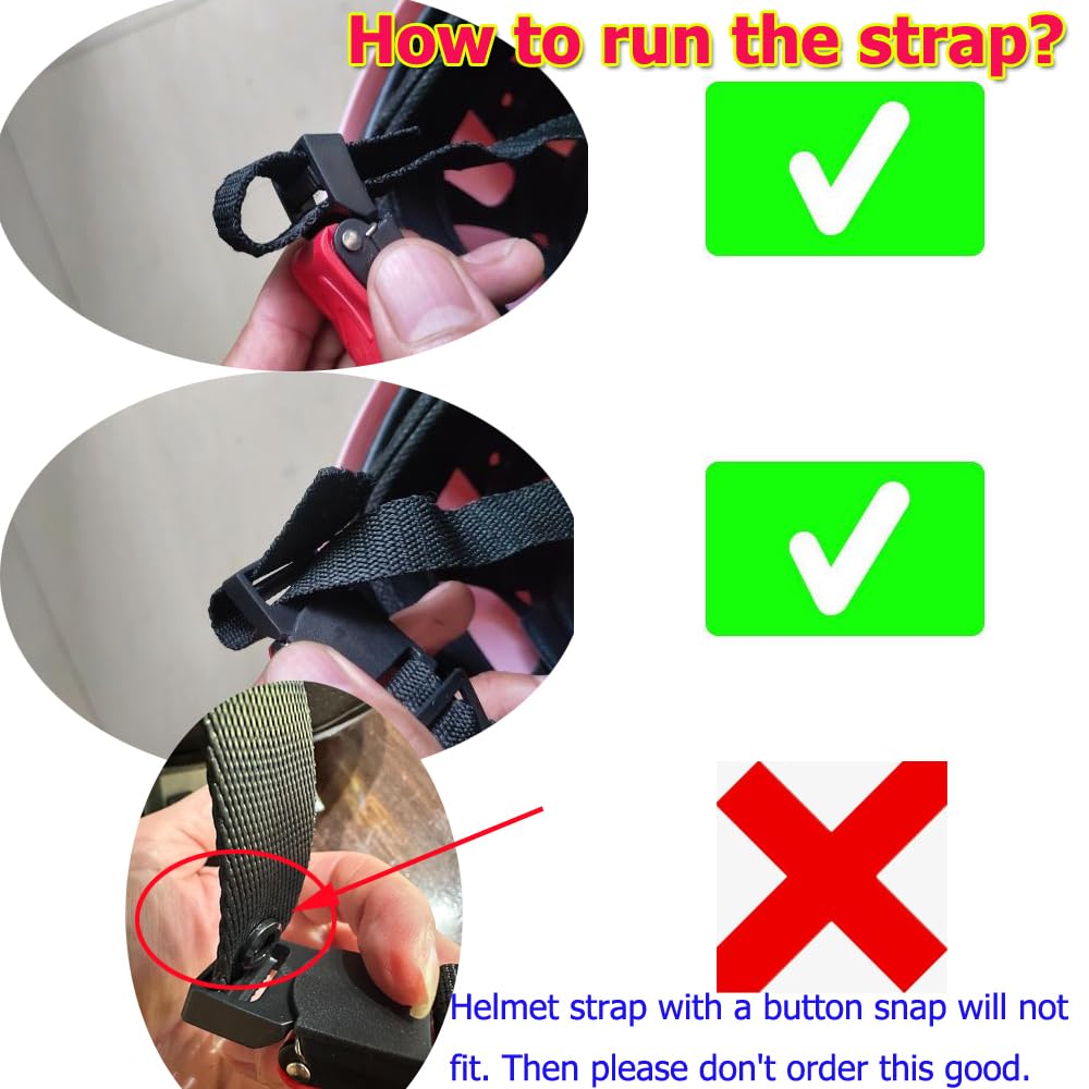 YehVeh 2 Set Helmet Quick Release Buckle Kit Bike Helmet Speed Clip Ratcheted Pull Lock with Spring O Rings Carabiner Chin Strap Adapter Easy to Install Without Removing D-Ring Straps Snap