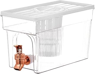 Dechoga Drinks Dispenser, 3L Fruit Infusing Water Dispenser Container, Refrigerator Cold Kettle with Tap, Iced Beverage Dispensers for Milk Ice Water Cocktail Juice(White)