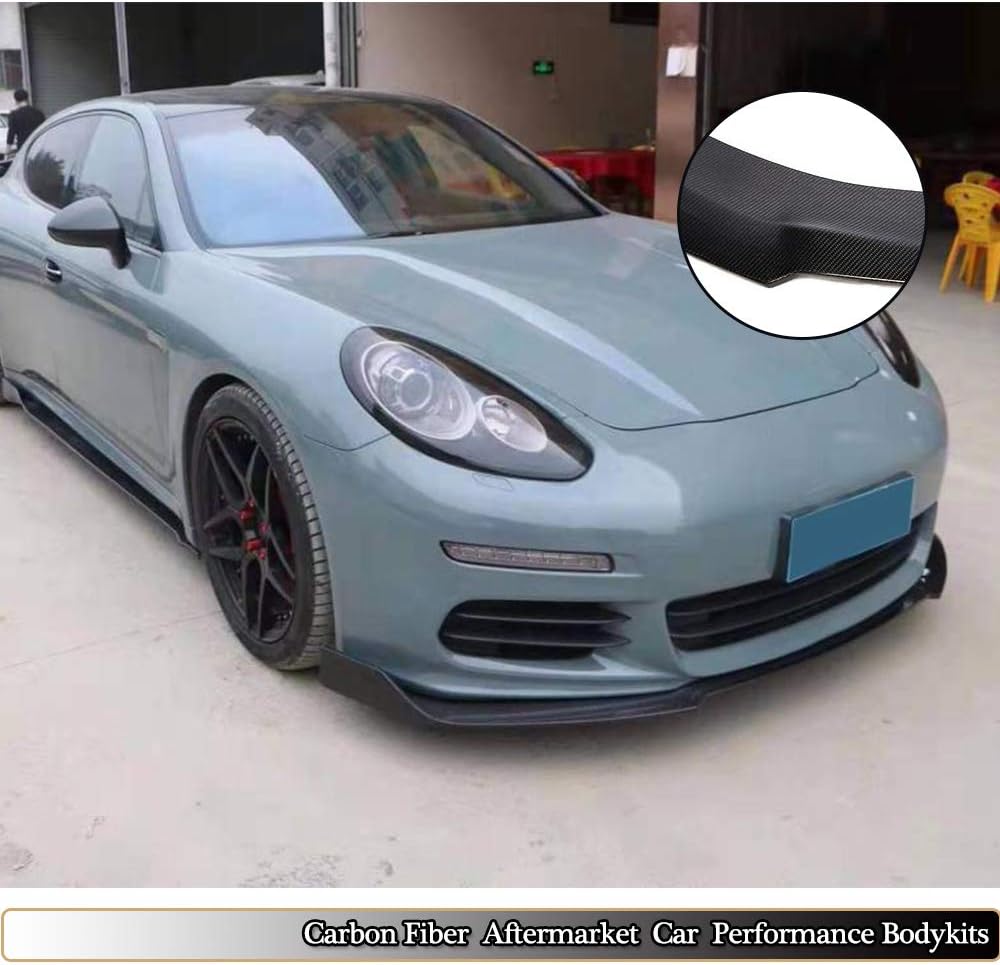 Front Bumper Lip fits Porsche Panamera Base Hatchback 2014-2016 Add-on Factory Outlet Carbon Fiber CF Chin Spoiler Splitter Protector(Not for Turbo)
