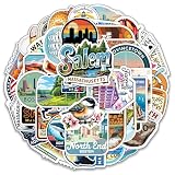 Massachusetts State Travel Stickers, 50 Pieces, Vinyl, Waterproof, for Laptop, Water Bottle, Car Window, Scrapbook, Vacation Decals