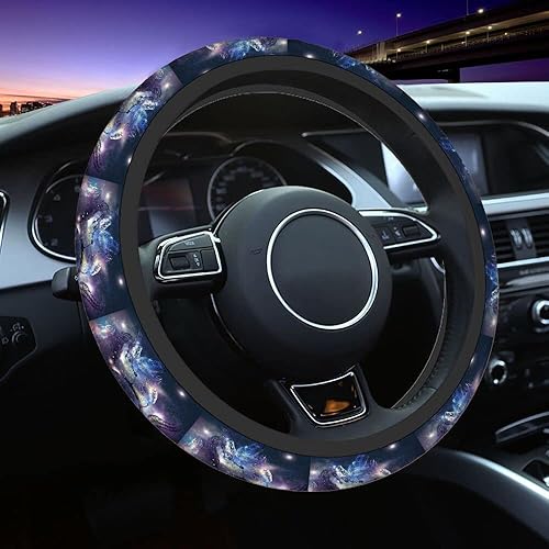 Miniatura 7 de Swono Dreamcatcher - Fundas para volante de automóvil, atrapasueños místico con espacio estrellado, color morado, accesorios interiores universales