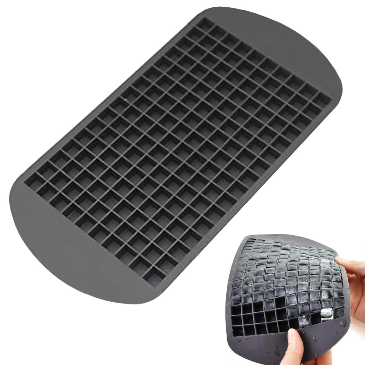 160 Grids Mini Ice Cube Tray, Silicone Square Shape Ice Cube Tray Reusable Food-Grade Non-Breakable Ice Cube Mold for Freezer Cocktail Whiskey Water and Other Drinks