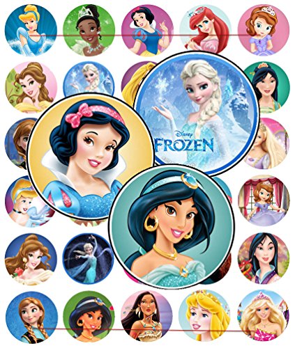 60 Precut 1" PRINCESS Bottle Cap Images A