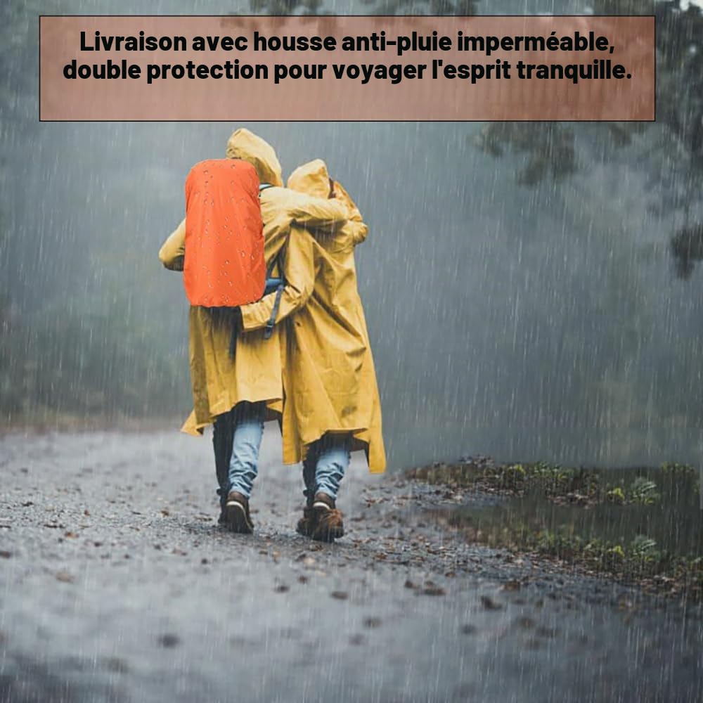 Bseash Sac à dos de randonnée imperméable 40 L avec housse de pluie, sac de voyage pour le camping, l'escalade, le cyclisme, le ski