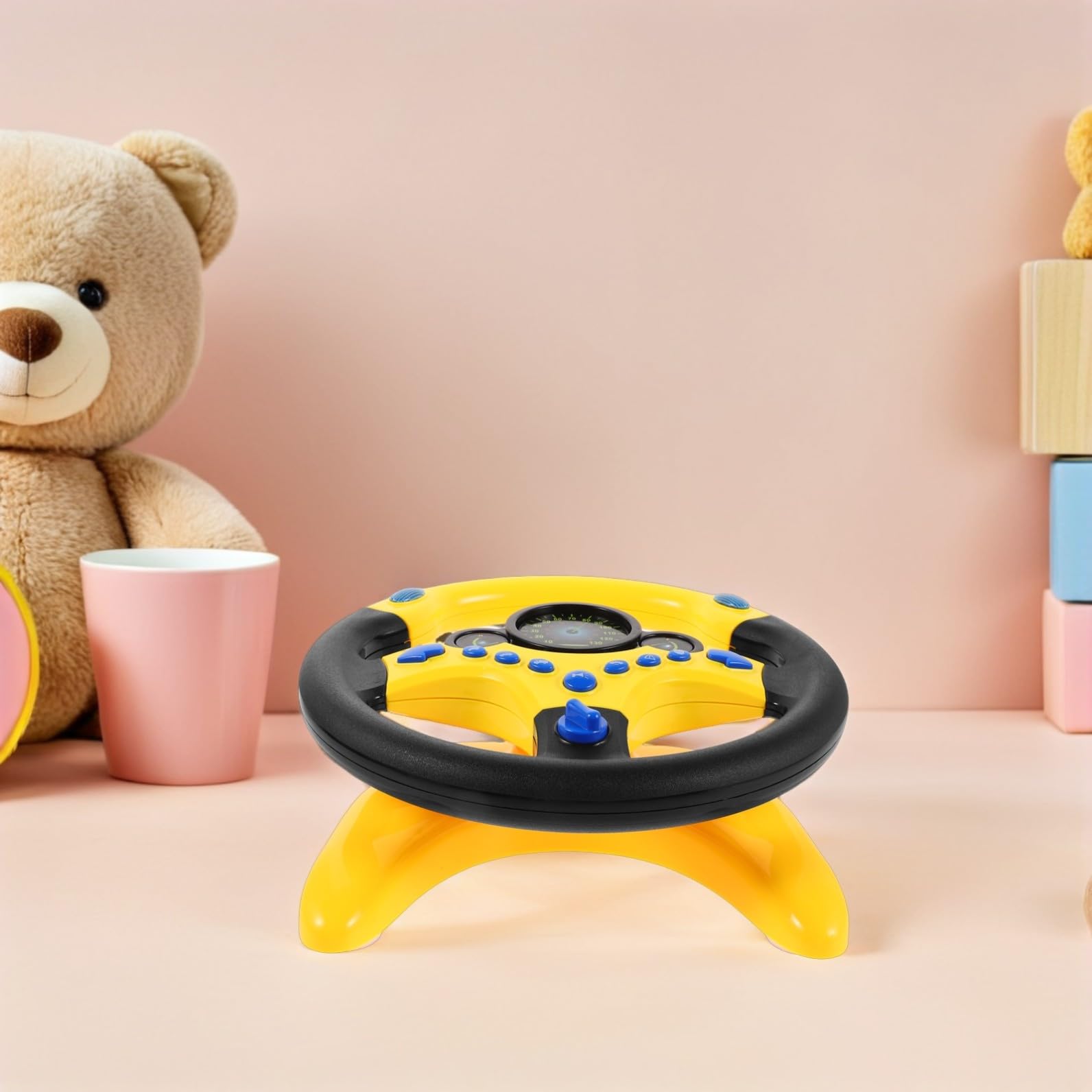 Toddmomy Volante Giocattolo Per Bambini Con Luci e Musica, Mini Volante Di Simulazione Guida Educativa Portatile Per Gioco Di Ruolo e Apprendimento Interattivo Famiglia