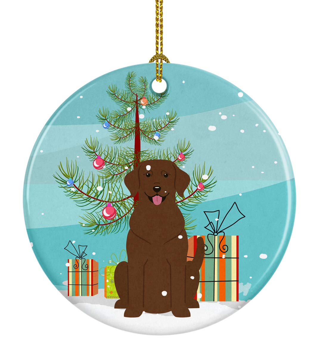 Caroline's Treasures Merry Christmas Tree Chocolate Labrador Ceramic Ornament Christmas Tree Hanging Decorations for Home Christmas Holiday, Party, Gift, 3 in, Multicolor