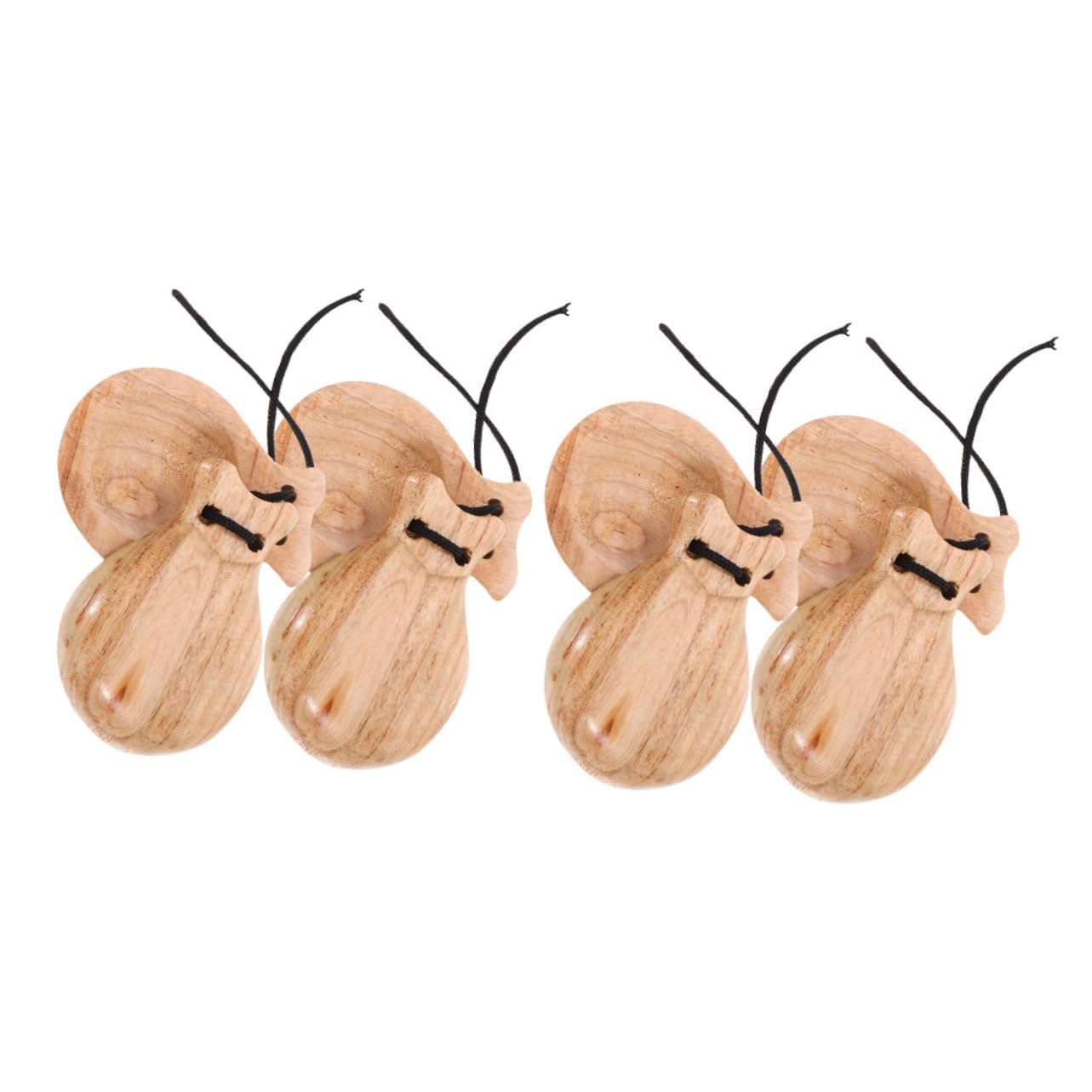 Castagnettes en Bois Créatives, 4 Paires, Khaki, pour Adultes