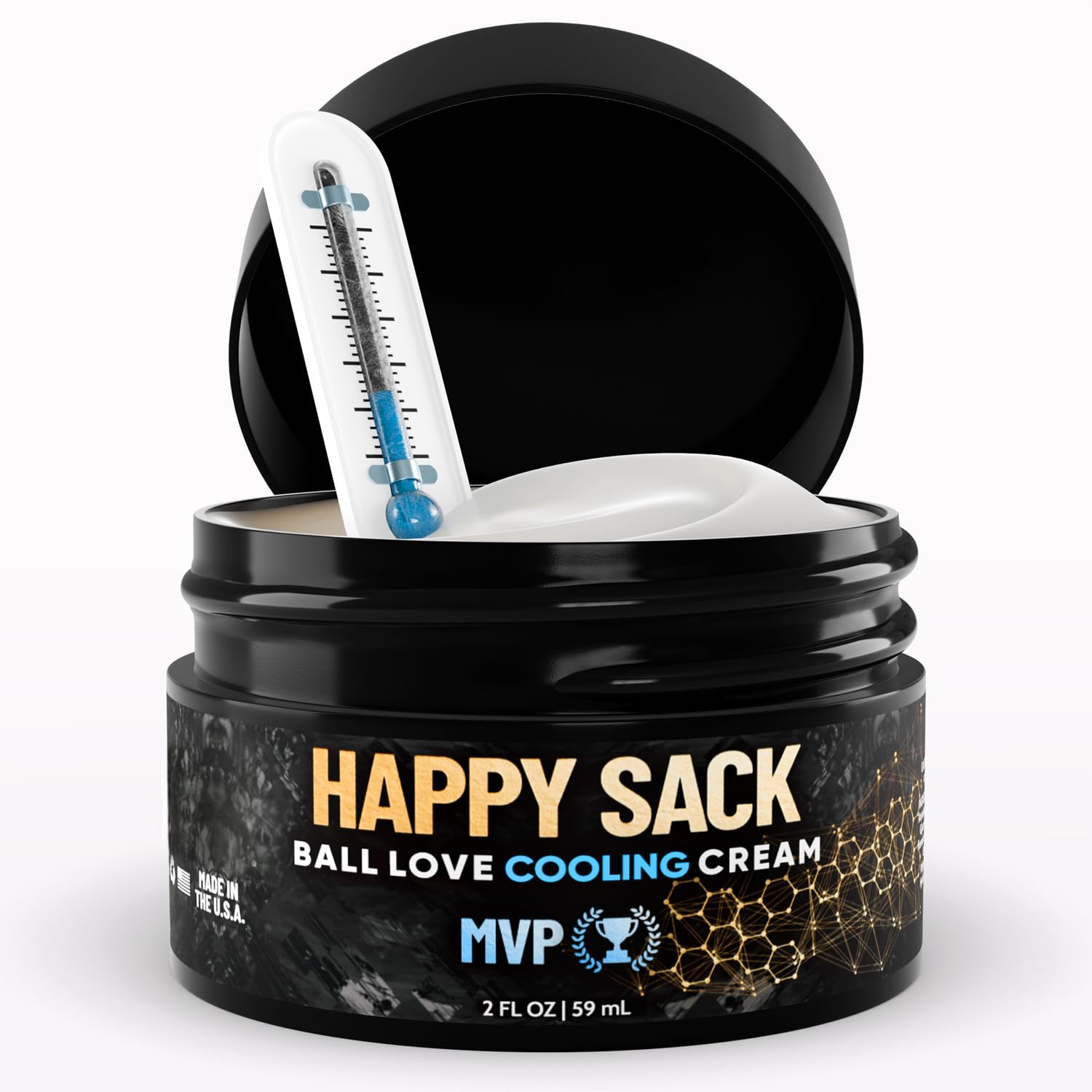 Happy Sack Ball Deodorant & Anti-Chafing Cream for Men | Nut Cooling Lotion for Groin & Private Parts | Odor Control, Aluminum-Free, DeoPlex Formula – MVP Scent, 2oz (1 Pack)