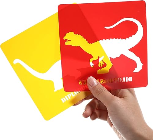 Miniatura 6 de 20 plantillas de dinosaurios para acera, plantillas coloridas translúcidas de dinosaurios para niños, plantilla de pintura en aerosol de animales,