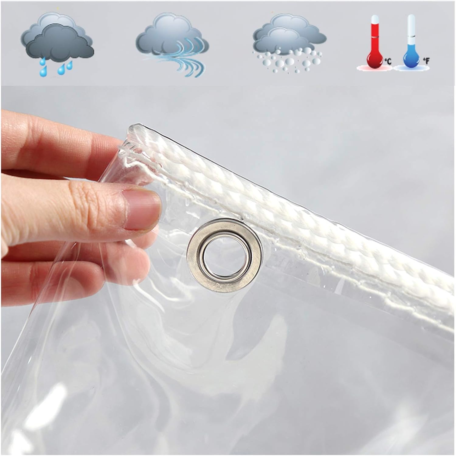 N / A Heavy Duty PVC Tarp, Outdoor Thick Plastic Tarpaulin with Grommets and Reinforced Edges for Garden Furniture Shelter, 0.5mm Think, 500g/㎡ PENGFEI (Color : Clear, Size : 1.4x2m)