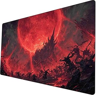 TCG MTG Spielmatte 24 × 14 - Premium-Spielmatte mit genähtem Rand mit glatter Stoffoberfläche und rutschfestem inklusive (Karmesinroter Kataklysmus)