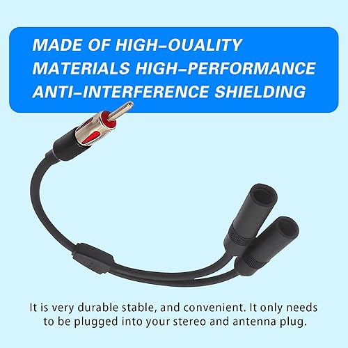 Miniatura 2 de ZBGUN 1 cable de extensión de antena de radio de automóvil, AMFM 1 macho a 2 hembras, adaptador Y conector de antena, receptor estéreo de radio de