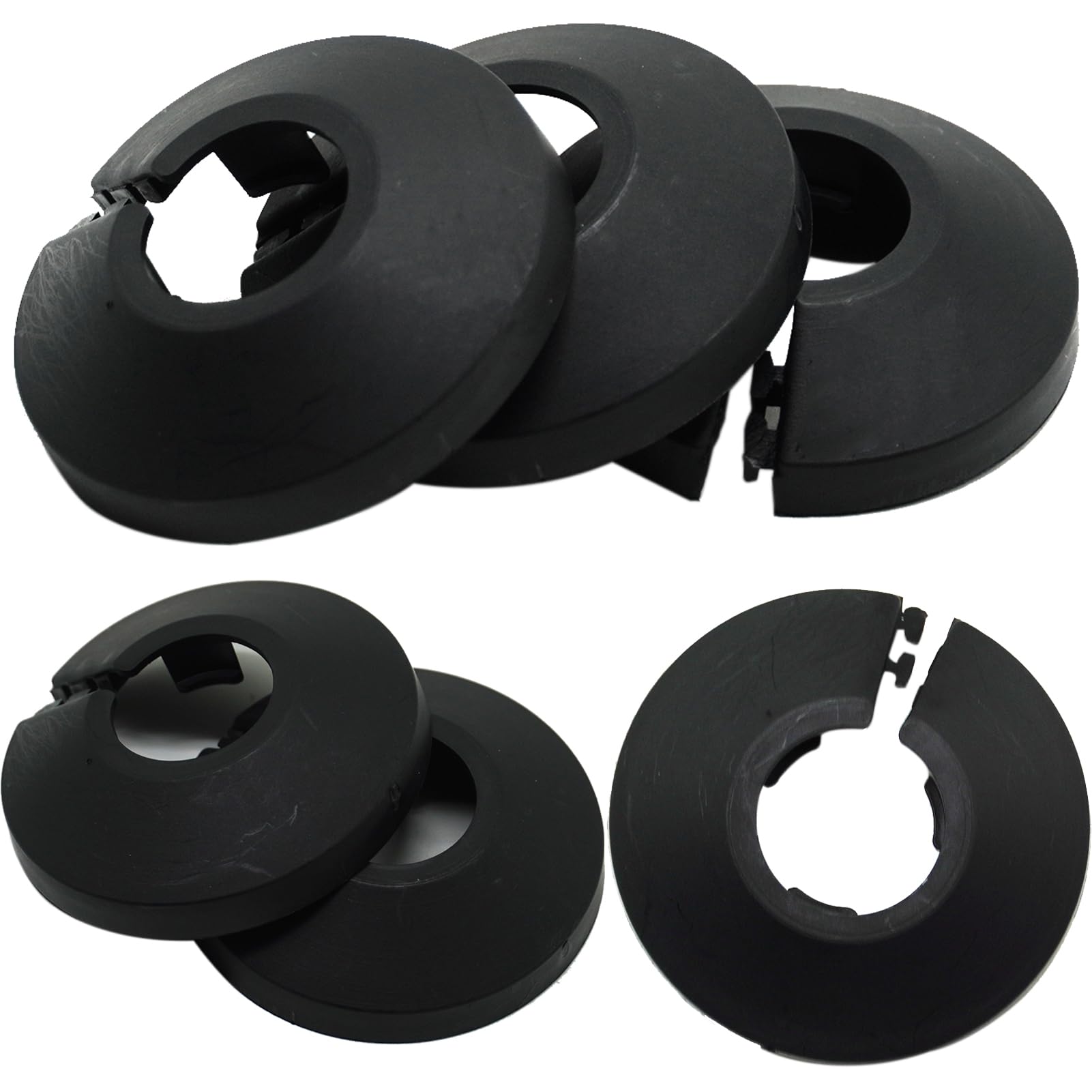 Pack of 6,15mm Black Radiator Cover,Pipe Covers,Radiator Pipe Collars, Plastic Radiator Pipe Covers Black Pipe Collars Split Plastic Lightweight Escutcheon Cover Plate for Wall Pipe Tube Decoration