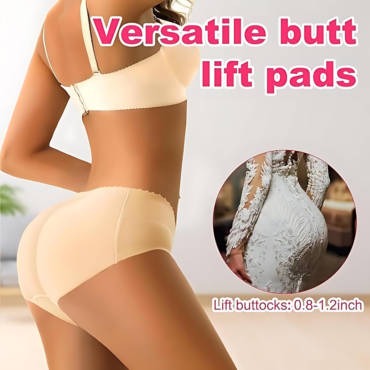 QUICKMOVE Padded Panty Butt-Shaper Inner Wear for Women, Padded Seamless Bottom Butt Hip Enhancing Briefs Beige 1