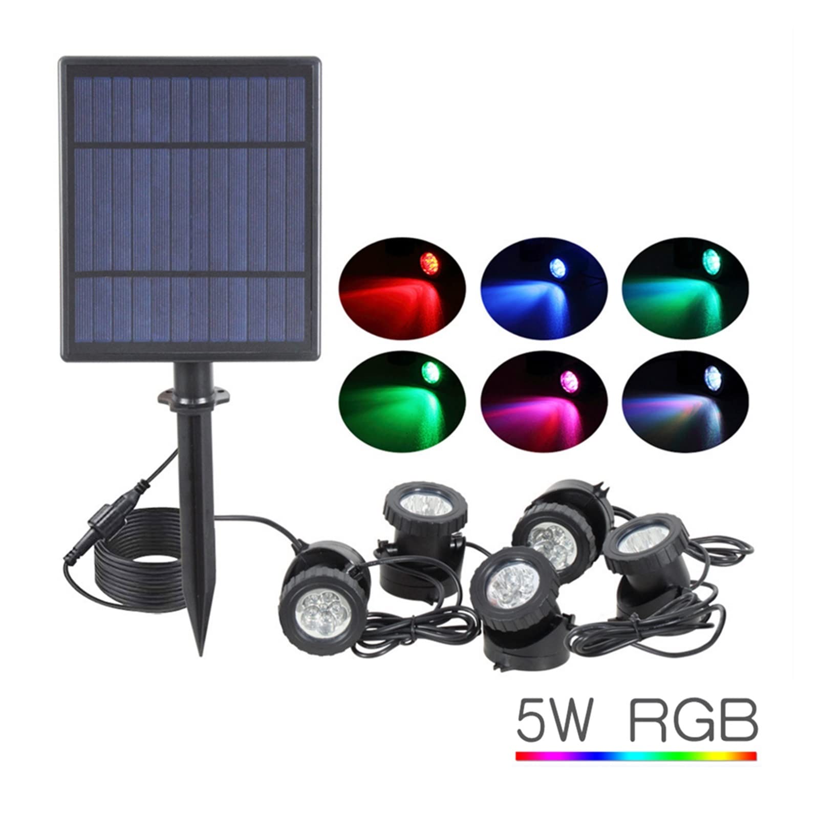 Lampada subacquea a LED RGB solare Faretto intercambiabile IP68 Luce spot impermeabile Piscina Fontana Stagno Acquario Impermeabili Sicure(2pcs RGB Lamp)
