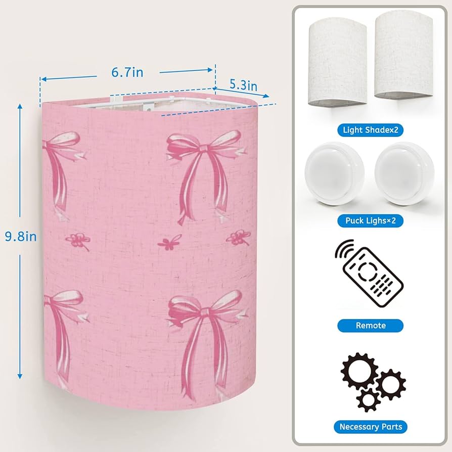 QFHOMTEOL Wall Sconces Set of Two Battery Operated Ribbons