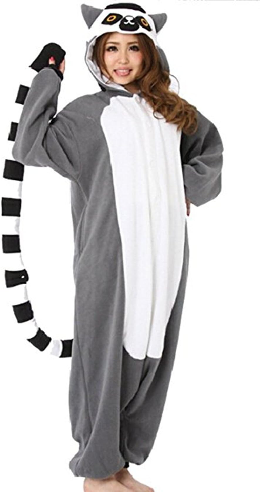 Adult Onesies One Piece Cosplay Lemur Animal Costume Halloween Outfit Pajamas