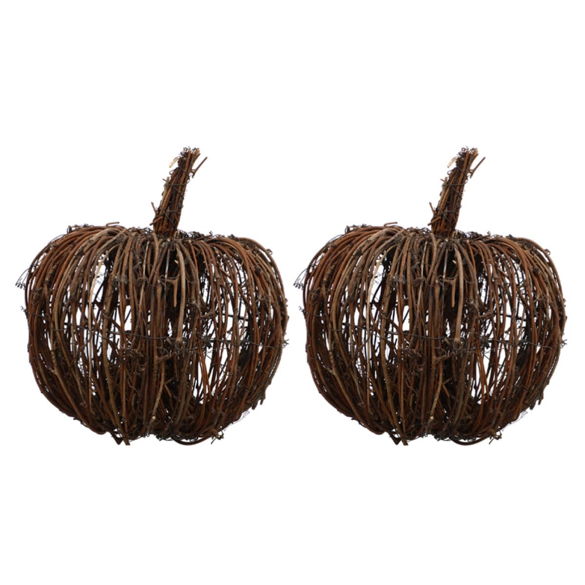 DOITOOL 2 Piezas Calabaza de Ratán Reutilizable Diseño Clásico para Adorno de Halloween y Patios al Aire Libre en Temporada de Caída