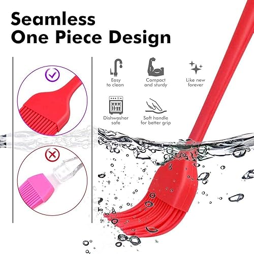 Miniatura 5 de SURDOCA Cepillo de silicona para repostería, 2 cepillos resistentes al calor de 8.2 pulgadas para hornear alimentos, cepillo de cocina sin BPA para