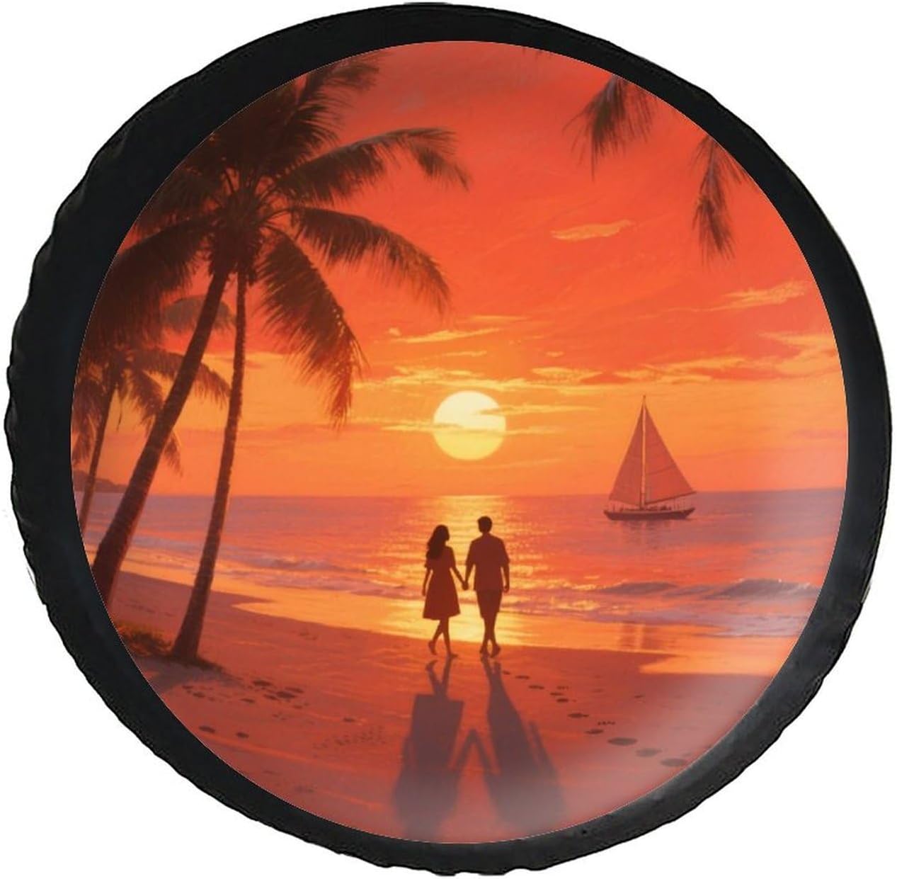 28"-34" Thickening Spare Tire Cover Seagull Sky Girl Waterproof Leather Tire Wheel Cover for Trailer Jeep RV SUV