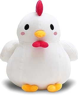 White Chicken Stuffed Plush - 10 Inches Stuffed Rooster Plushie - Plushy and Squishy Toy Stuffed Animal - Cute Toy Gift for Boys and Girls
