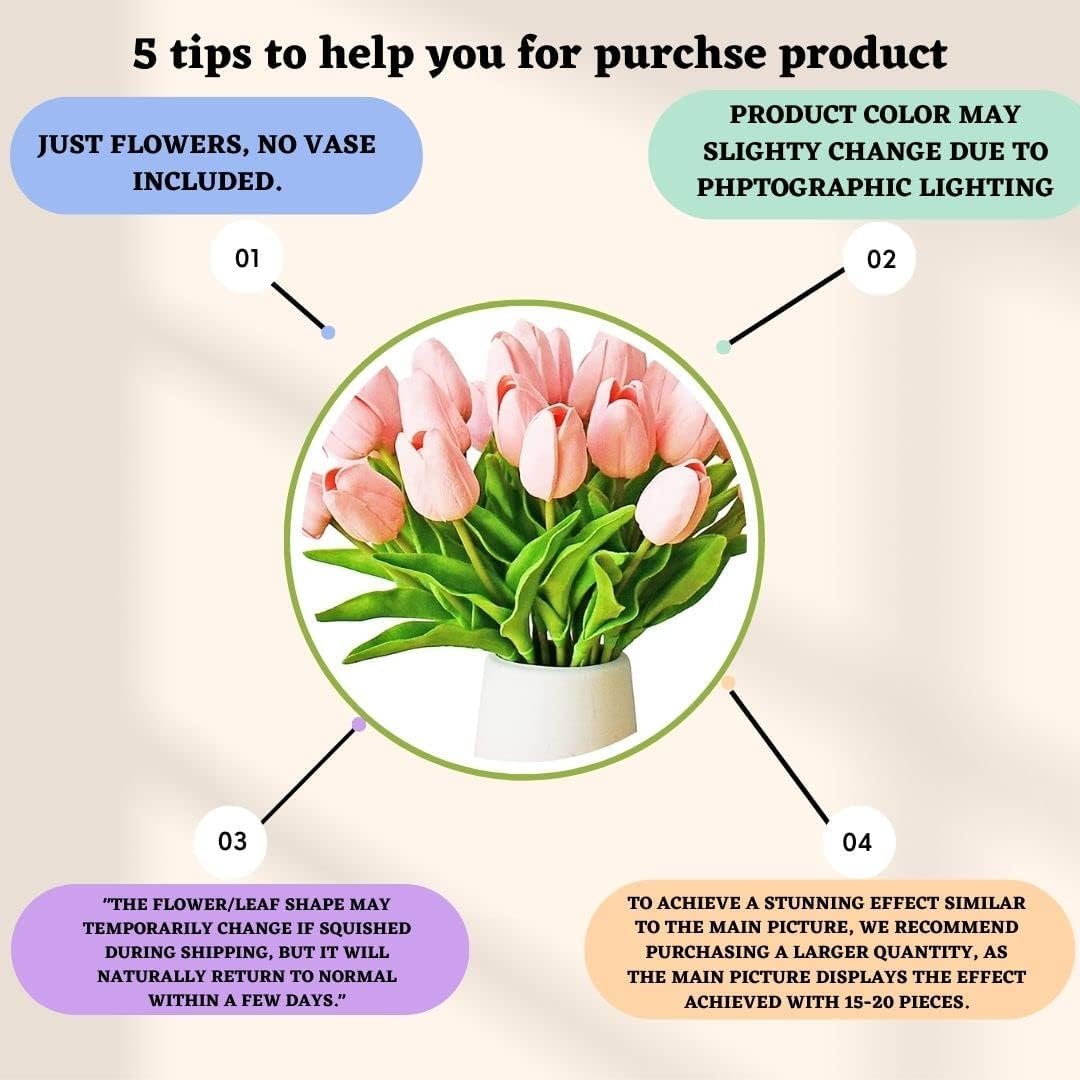 Peach Tulip Flowers - Realistic Artificial Flowers -9 Peach Tulip Flowers - Realistic Artificial Flowers -9